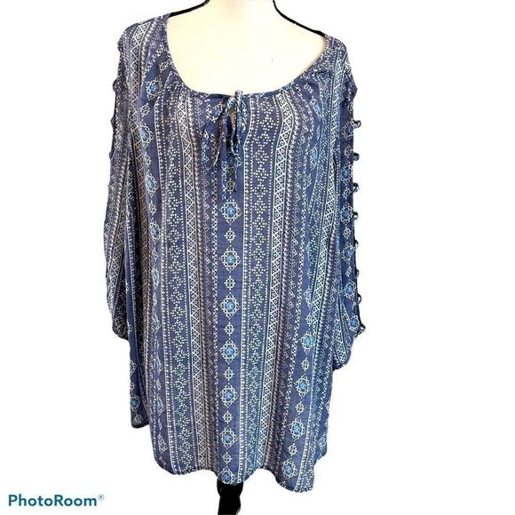 Fred David Tops - Fred David Pheasant‎ Top in Shades of Blue XL